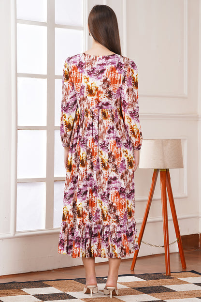 Abstract Print Tier Dress