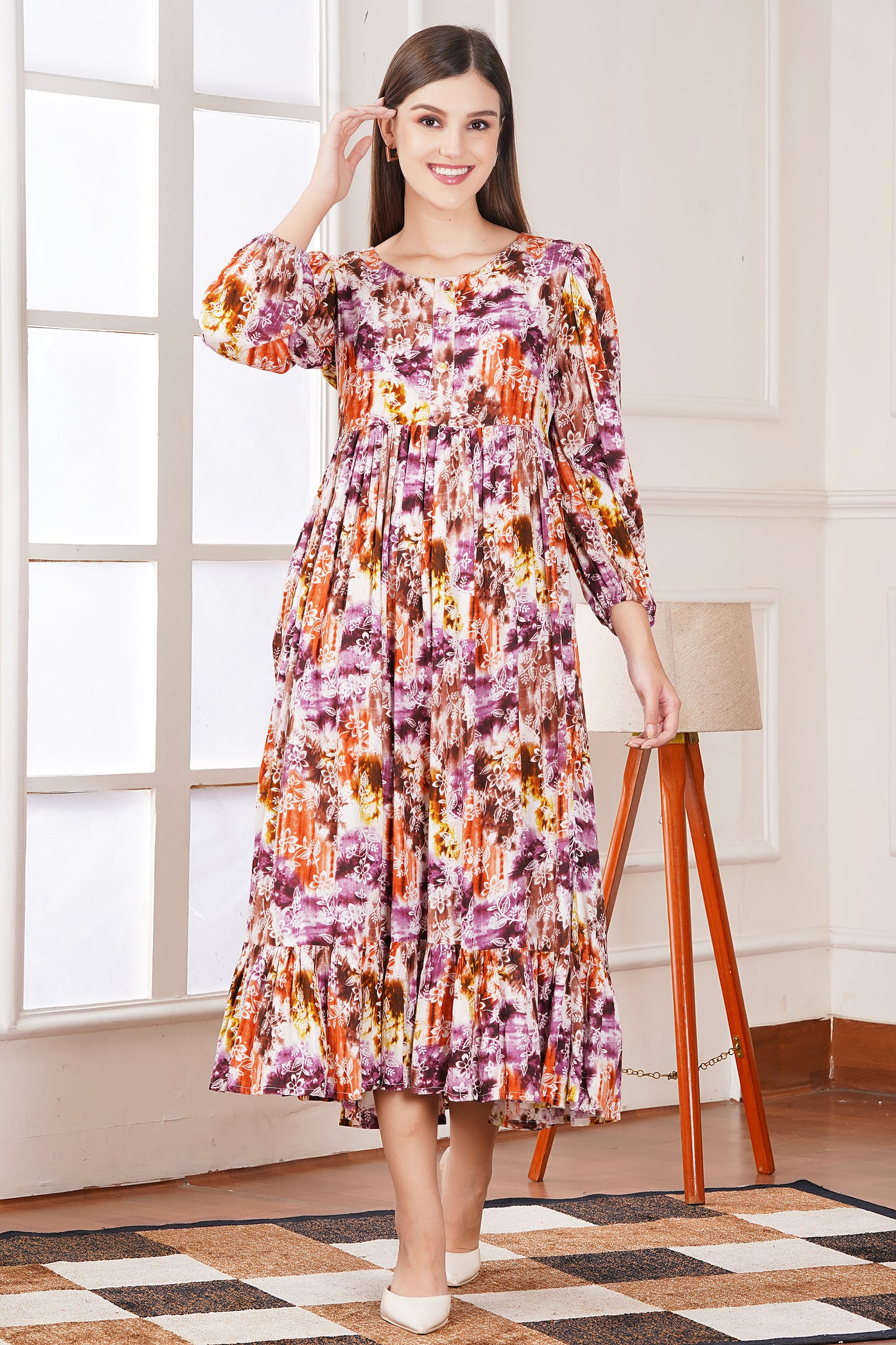 Abstract Print Tier Dress