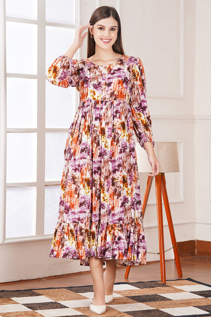 Abstract Print Tier Dress