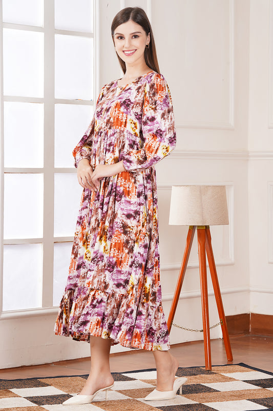 Abstract Print Tier Dress