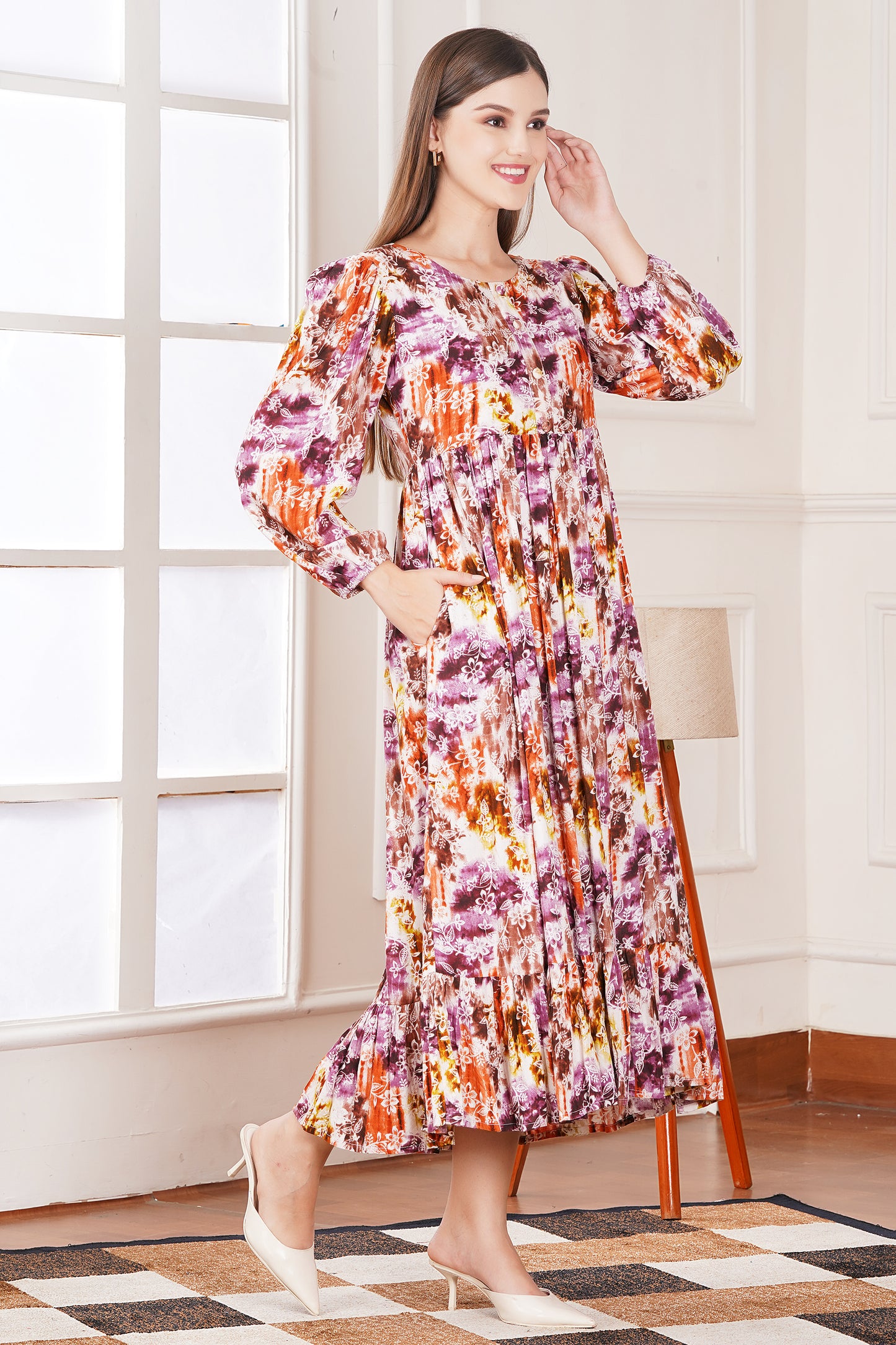 Abstract Print Tier Dress