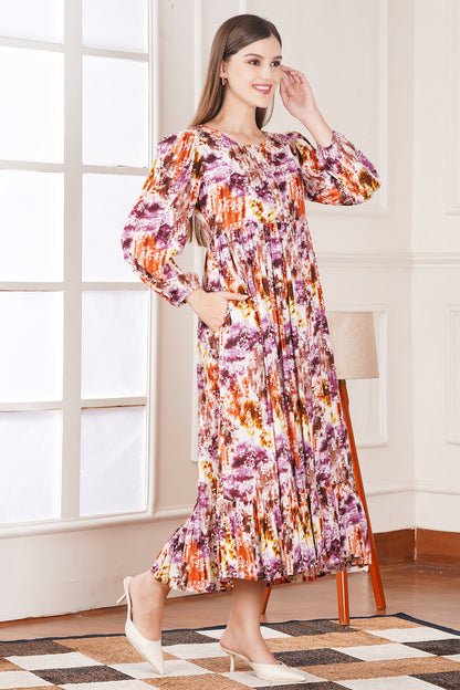 Abstract Print Tier Dress