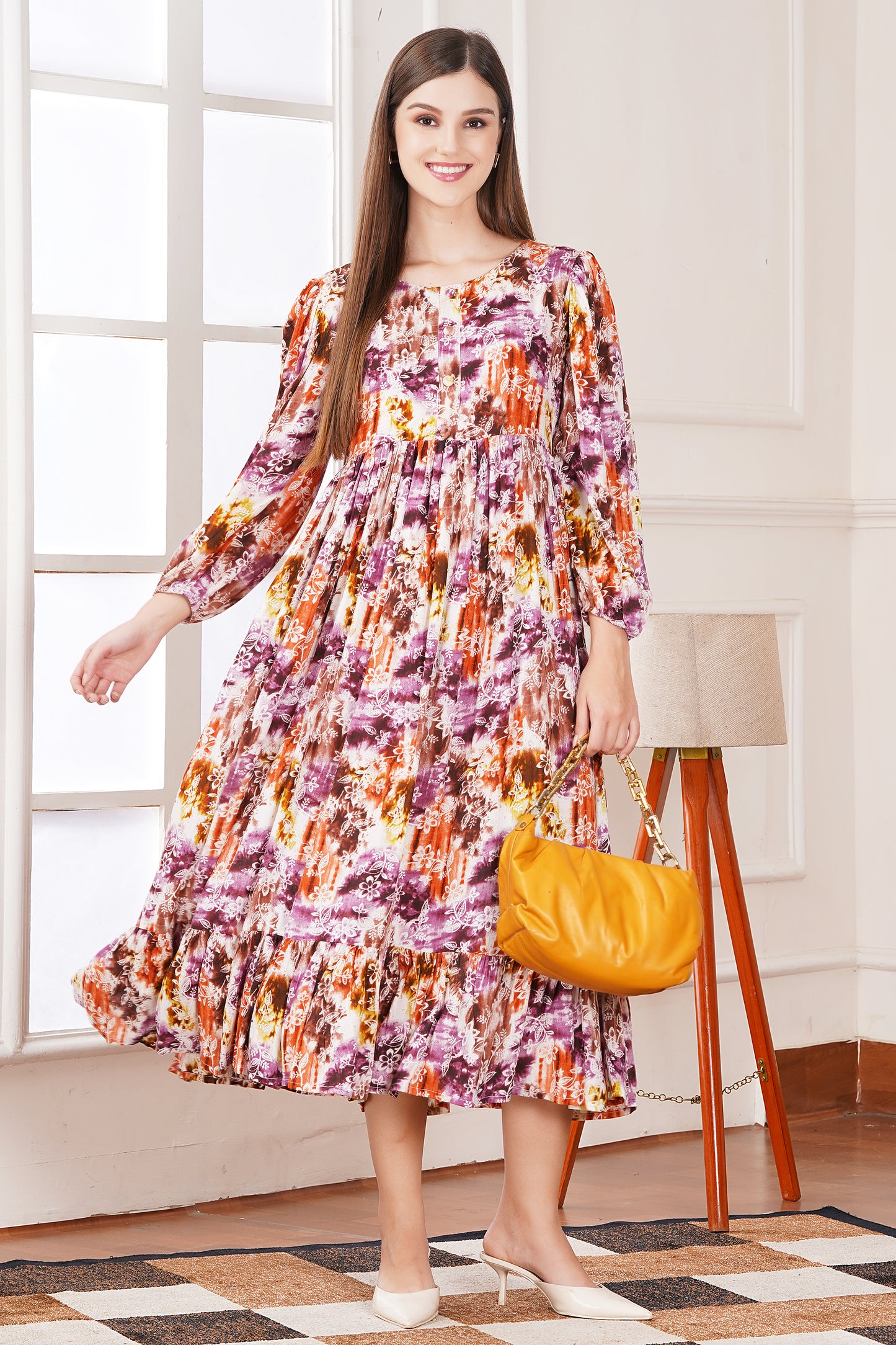 Abstract Print Tier Dress